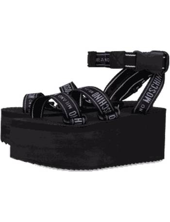 moschino logo tape wedge sandals