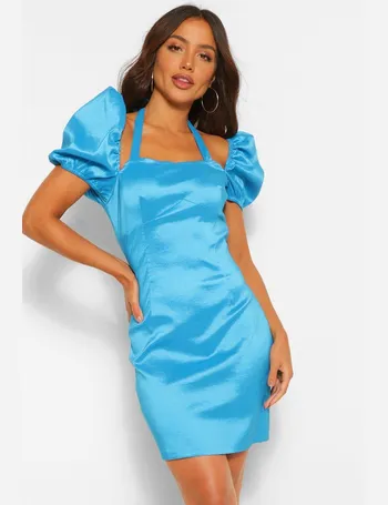 boohoo blue satin dress