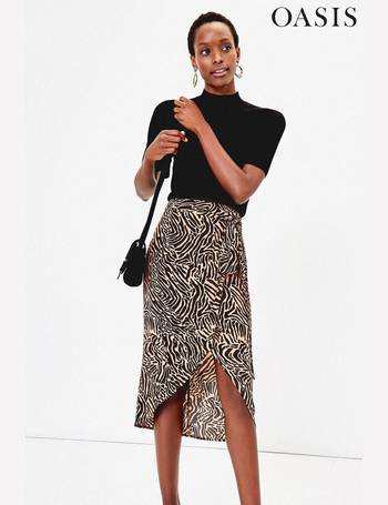 Oasis leopard wrap on sale skirt