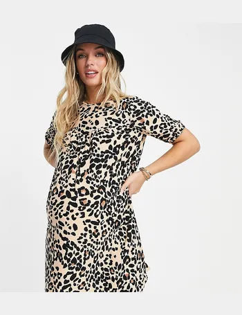 Wednesday's Girl cami mini dress with long sleeve t-shirt layer in leopard