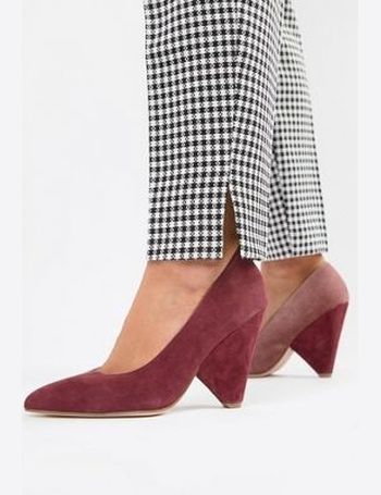 asos design summit chunky heels in burgundy patent