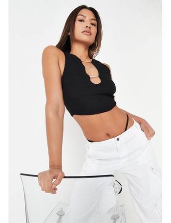 Missguided, Co Ord Rib Diamante Lace Up Crop Top, Black