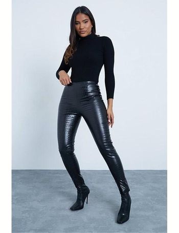 Black Straight Leg Faux Leather Leggings, Topshop