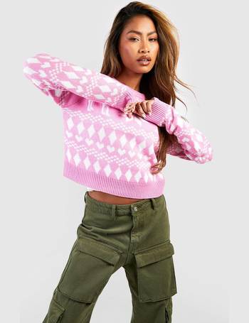 Baby Pink Candyfloss Knit Button Cropped Sweater