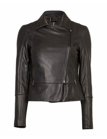 ted baker leather jacket rose gold zip