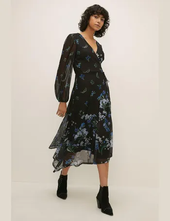 oasis flower arranger wrap midi dress