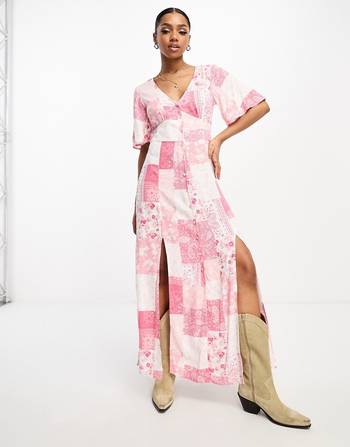 Miss selfridge clearance pink wrap dress