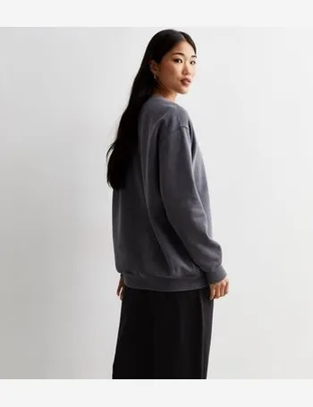 Petite Dark Grey Athleisure Jersey Logo Sweatshirt