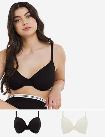 Pretty Secrets 2 Pack Flora Full Cup Black/White Bras, Simply Be