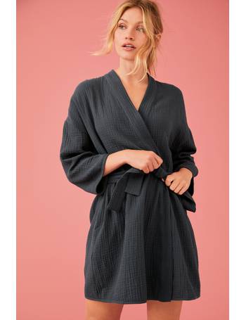 short cotton dressing gown womens