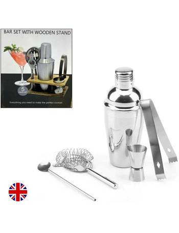 Cocktail Set Alessi "Il Bar" 5pc Stainless Steel Boston Shaker Bar 