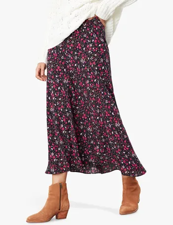 Joules coletta leopard print bias shop cut midi skirt french navy