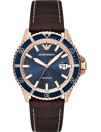 Shop Emporio Armani Rose Gold Watch With Leather Strap for