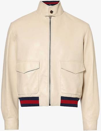 Gucci Men's GRG Taped Leather Bomber Jacket