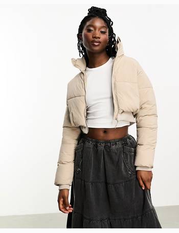 Sixth June cropped puffer jacket with cross body bag in beige