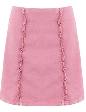 Oasis pink hotsell denim ruffle skirt