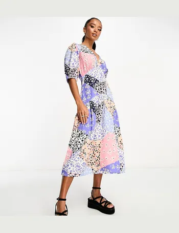 Austin floral daisy print angel sleeve hot sale midi dress