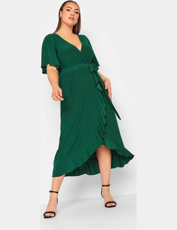 Plus Size YOURS LONDON Curve Forest Green Lace Front Chiffon Maxi