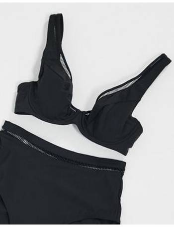 Figleaves fuller bust cara underwired bandeau bikini top in black