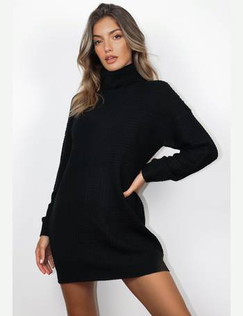 black high neck knit dress