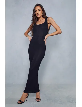 Misspap Sheer Knitted Bandeau Maxi Dress