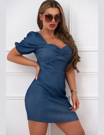 pink boutique denim dress