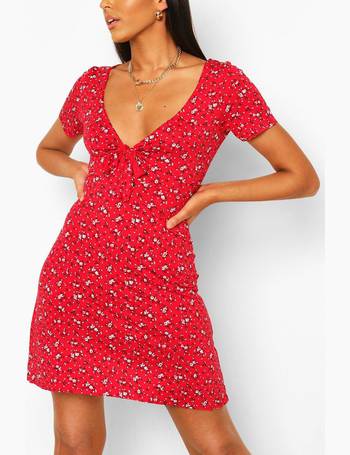 missguided red frill dress