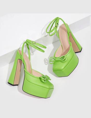 Faux Suede Square Toe Platform Chunky Heeled Ankle Strap Pumps