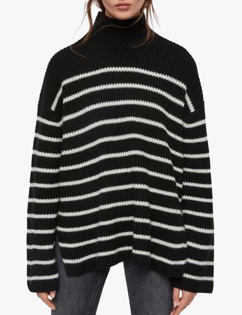 All saints black 2024 and white striped jumper