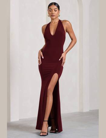 Corinne Grey Asymmetric Cowl Neck Backless Maxi Dress – Club L