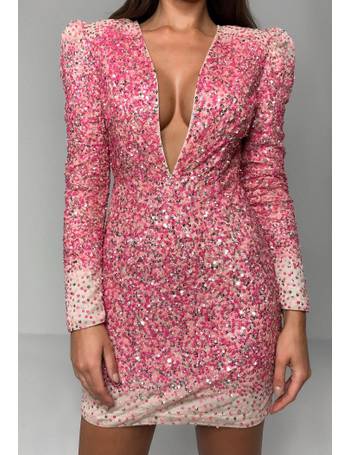 missguided pink glitter dress