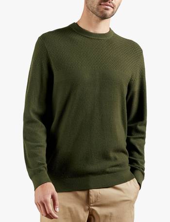 Light Grey Ted Baker Mens Sunburn Textured Crew Knit Sweatshirt