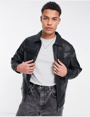 Jack & jones originals faux leather hot sale flight jacket with full teddy lining