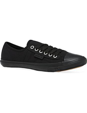 New Womens Superdry Black Harper Synthetic Trainers Court Lace Up 