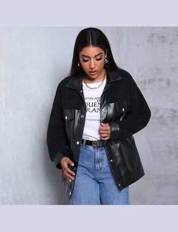shein leather shacket