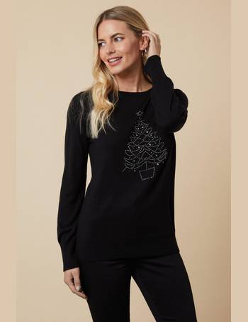 Wallis black clearance christmas tree jumper