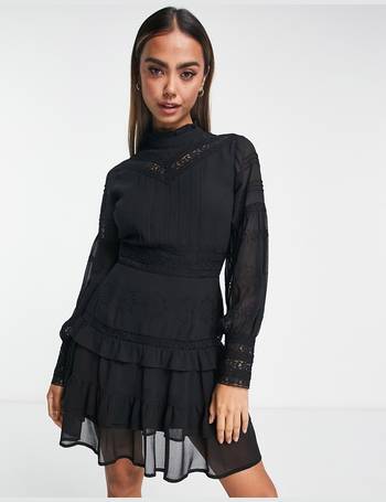 Miss Selfridge lace rara strappy mini dress in black