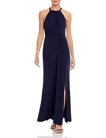 Eliza J Bow Back Halter Gown