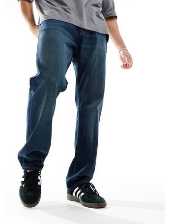 Weekday space relaxed straight leg jeans in pen blue