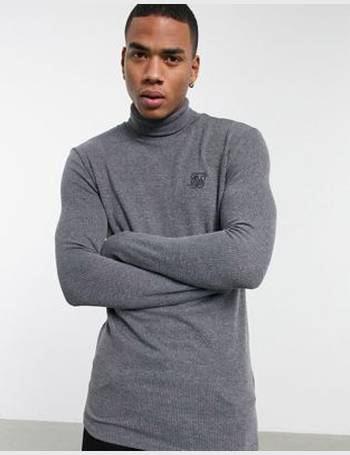 SikSilk Gray Knitwear Turtleneck Men's Knitwear Sweater