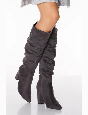 grey suede ruched boots