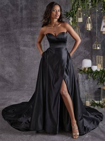 Black Wedding Dresses Ball Gown Short Sleeves Satin Fabric Floor-Length Bridal  Gown Free Customization 