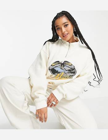 Daisy street oversized sweatshirt with los angeles embroidery in retro strip hot sale