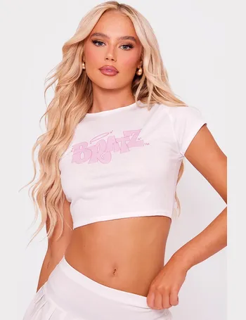 White Hollywood Boulevard Fitted Crop T Shirt