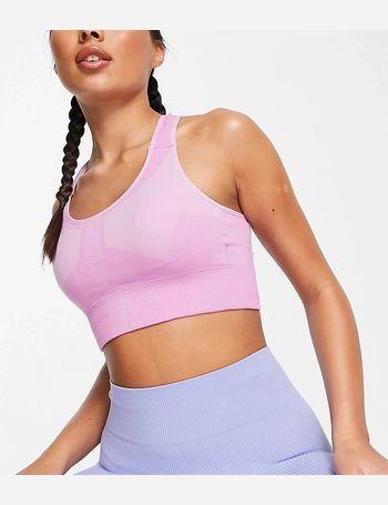 South Beach seamless light support sports bra in pink geo print