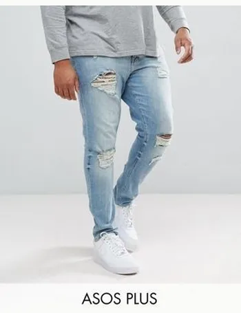 mens light wash destroyed jeans