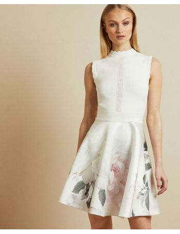 ted baker vanilla floral jacquard full skirted dress