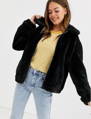 Hollister teddy lined jersey jacket with faux fur hood