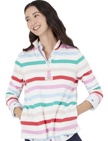 Joules 207525 Half Zip Long Sleeve Sweatshirt in NAVY PINK STRIPE 