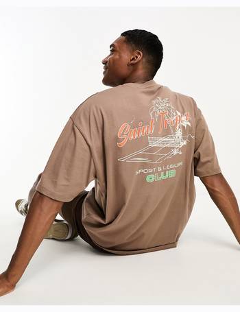 ASOS Actual oversized T-shirt with vintage sports graphic in neutral